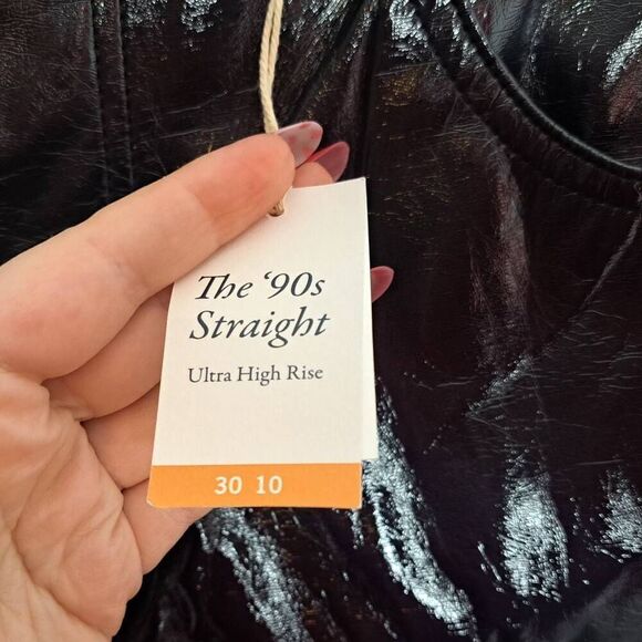 Abercrombie and Fitch Women's 90s Straight The Ultra High Rise Vegan Leather siz - Picture 5 of 7